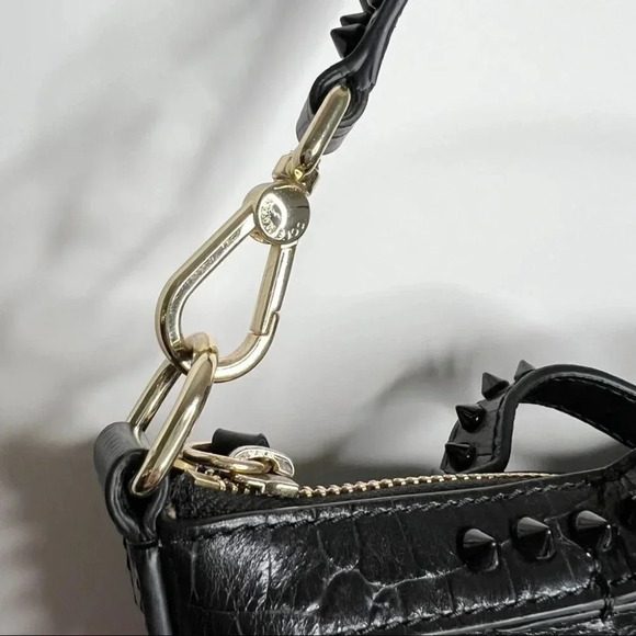 Cole Haan Rodarte Black Croc-Embossed Satchel purse - Picture 9 of 15